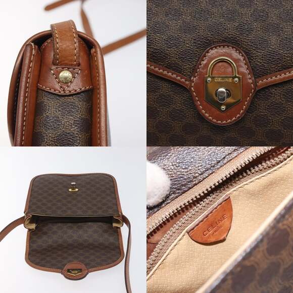 CELINE Macadam Canvas Shoulder Bag Pvc Brown Gold - Picture 11 of 13